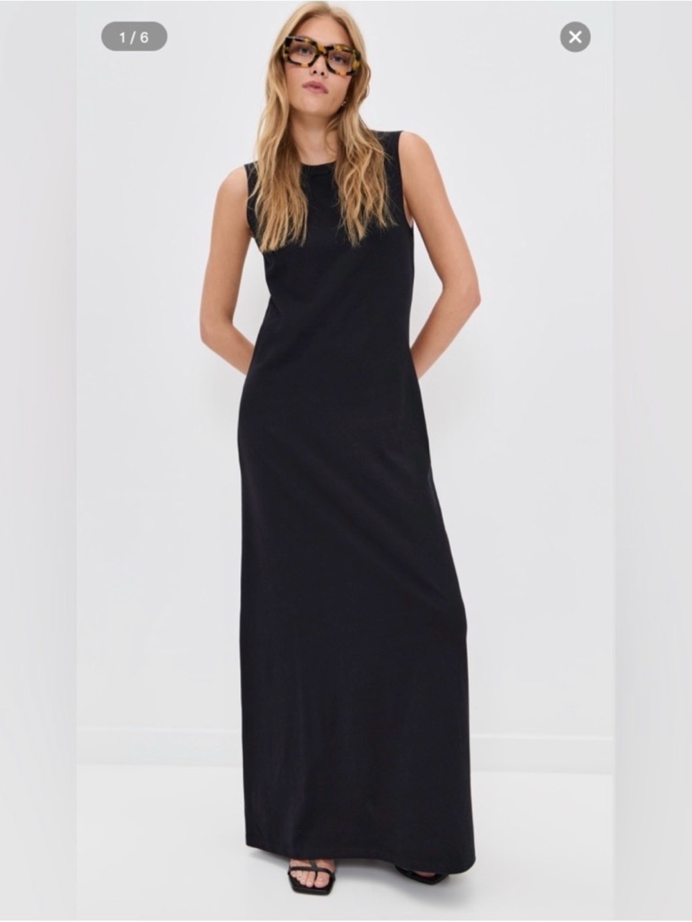 LESET Black The Margo Sleeveless Cotton Maxi Dress Size Small